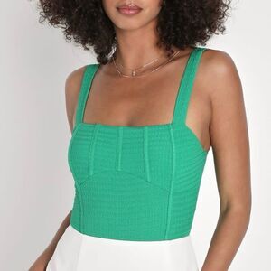 NEW Lulu’s Signature Look green bustier bodysuit women’s size large